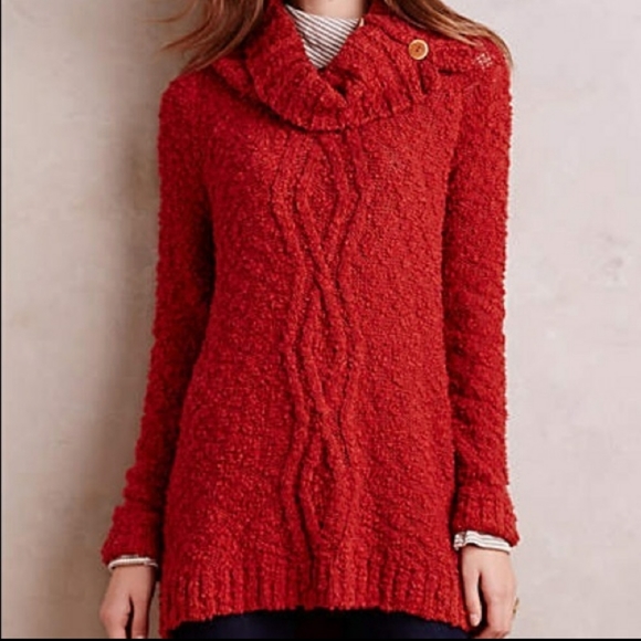 Anthropologie Moth Rust Cable Knit Cowl Sweater - Picture 1 of 6